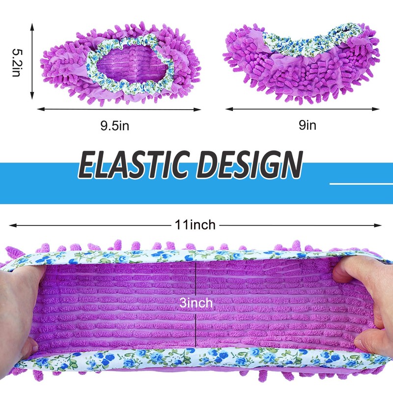 4 Pieces (2 Pairs) Shoe Cover Duster Mopping Slippers, Microfiber
