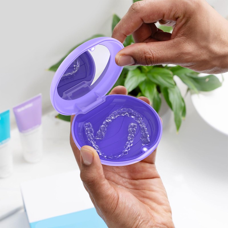 2Pack Retainer Case with Mirror, Compatible with Invisalign, Orthodontic Aligner