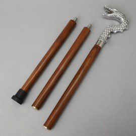 Wooden Walking Cane Stick - Silver Dragon Handle, Premium Walking Cane for Men and Women (Dragon Head)