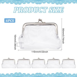 FINGERINSPIRE 6 Pcs Vintage Clear Coin Purse Metal Kiss Lock Change Pouch 4.5x3.7inch Transparent Waterproof PVC Coin Wallet Key Coin Earphone Holder Wallet Bag Organizer for Girls Woman