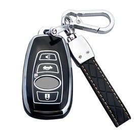 Yuebutor Key Fob Cover Case Compatible With Subaru Forester Outback Ascent Crosstrek BRZ Impreza STI Legacy WRX Accessories (Black)