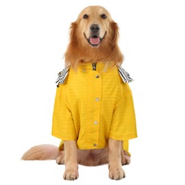 HDE Dog Raincoat Double Layer Zip Rain Jacket with Hood for Small to Large Dogs Yellow - XL