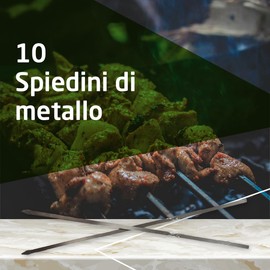 Amig - 10 Spiedini Metallo per Barbecue Fireplus | Spiedini in Acciaio Inox | Bastoncini in Metallo Riutilizzabili | Lunghezza: 30 cm