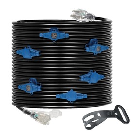 50 Feet Multi Outlet Extension Cord 12 Gauge,7 Nema 5-15R Evenly Spaced Outlets with Blue Indicators,Male Plug to Female Connector,Erboelec,ETL Listed