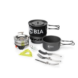 BIA Willi 2.0 Camping Stove Set: Compact 750 ml Gas Stove with 1800 Watt Instant Pot Technology for Hiking, Survival Equipment, Outdoors, Includes Camping Accessories: Pan, Cutlery, Extremely Light