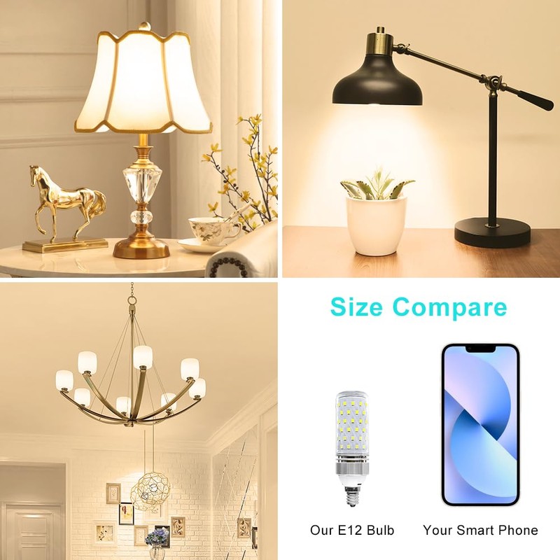 Super Bright E12 LED Corn Bulbs, 16W 1500LM Bulbs, Warm