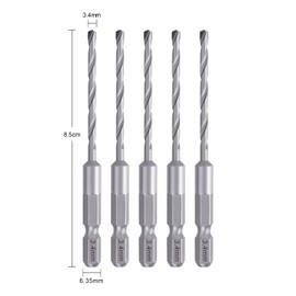 OIENNI Concrete Drill, Hexagonal Shaft, Set of 5, Carbide Drill, Rotation and Vibration, Drill Bit Set, Compatible with Blocks, Mortar, ALC, Brick, Ceramic Tile, Concrete (0.13 - 0.1 - 5 Pack)