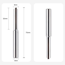 SpeTool 2 Flutes Straight Cutter 8 mm Shank x 32 mm Cutting Length Solid Carbide End Mill CNC Milling Cutter for Wood MDF Acrylic