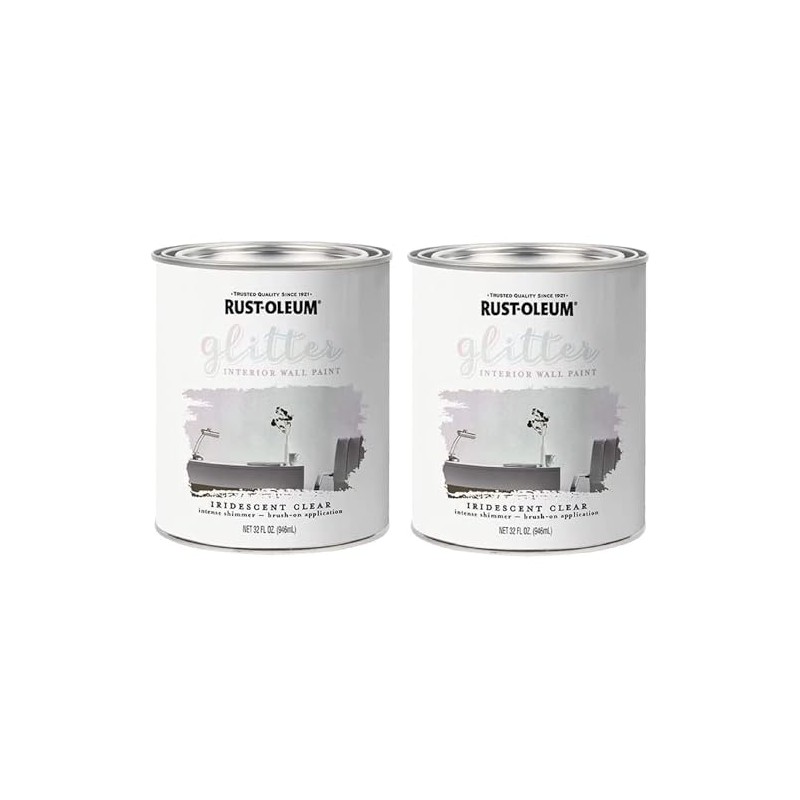 Rust-Oleum 323860 Glitter Interior Wall Paint Iridescent Clear 32oz