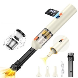Ebooine Car Vacuum Portable, Handheld Vacuum Cleaner Cordless 14000Pa 4-in-1 Small Vacuum, Blow & Suction 2 in 1, Up to 30 Mins Runtime, Cordless Vacuum Cleaner for Car and Home(Beige)