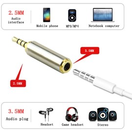 Adhiper-2.5mm to 3.5mm Stereo Jack Adapter，for Headphone, Tablets, 4 Poles Jack Stereo Adapter for Stereo Audio Jack Adapter Cable，2.5mm to 3.5mm Adapter (2 Pack)