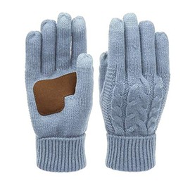 ANGELA & WILLIAM Cable Knit Winter Warm Anti-Slip Ribbed Touchscreen Smart Cellphone Finger Tips (INDIGO BLUE)