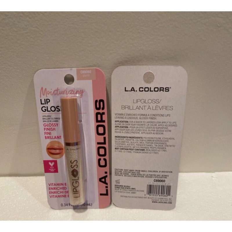 L.A. COLORS GLAZED C69060 CLEAR SPARKLE LIP GLOSS SHINE GLOSSY