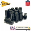 ARROW 20x 2" Tall Black M14x1.5 Bulge Acorn Lug Nuts