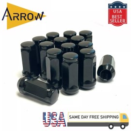 ARROW 20x 2" Tall Black M14x1.5 Bulge Acorn Lug Nuts 3/4" Hex Fit Ford Lincoln UAZ