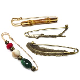 Honbay 4PCS Vintage Chic Brooch Extra Large Safety Pins for Blankets, Skirts, Kilts, Crafts