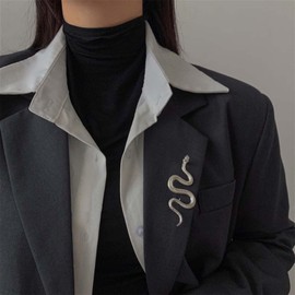 Erimberate Vintage Snake Brooch Silver Serpent Brooch Pin Metal Snake Pin Brooch Retro Viper Serpent Brooch Pin Wedding Lapel Pin Banquet Badge Pins Jewelry for Women and Girls Gifts