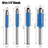Router Bits 1/4 Shank – 4 Pcs Flush Trim Router