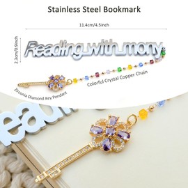 LUMITI Metal Bookmark Cute Book Accessories Gifts for Women Teacher Readers Book Lovers for Christmas Mother's Day (Reading with Mony Silver)