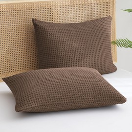PHF Ultra Soft Waffle Weave Pillowcases Standard Size 20" x 26" 2 Pack, No Insert, Breathable Skin-Friendly Pillow Shams, Decorative Waffle Weave Pillow Case Covers, Cocoa Brown
