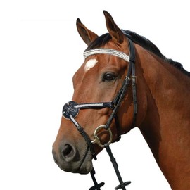 Wonder Care English Bridle Bridle Top Grain Cowhide Leather Crossover Figure 8 Horse Bridle Rhinestone Headband and Lightning Nose Strap Horse Bit Bridle with Reins Bridle for Hschen