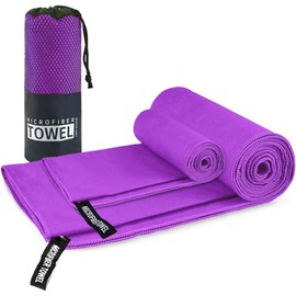 Límite-MX Toalla Deportiva Secado Rápido 2 Pack,Toallas Deportivas de Microfibra,Toalla Microfibra Secado Rápido para Deporte, Baño,Yoga Pilates con Bolsa,Natación,Camping, Etc(Morado)