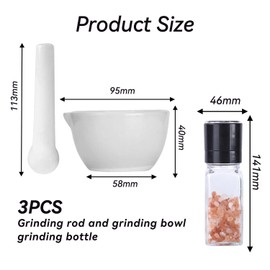 1 Grinding Bowl, 1 Grinding Bottle, Pepper Grinder, Garlic Masher, Hand Grinder, Kitchen Utensils