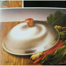 16" Round bottom wok with wood and metal 15" dome cover (WOK RING)USA MADE.