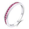 YL Stackable Ring Sterling Silver Created Ruby Eternity Bands for