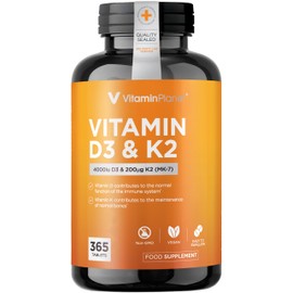 Vitamin Planet Vitamin D3 & K2 Tablets | 4000 IU D3 & 200mcg K2 as MK-7 | 365 Vegetarian Tablets | Easy to Swallow |1 Year Supply | Bones, Immunity & Muscle | Non-GMO - GMP Manufactured