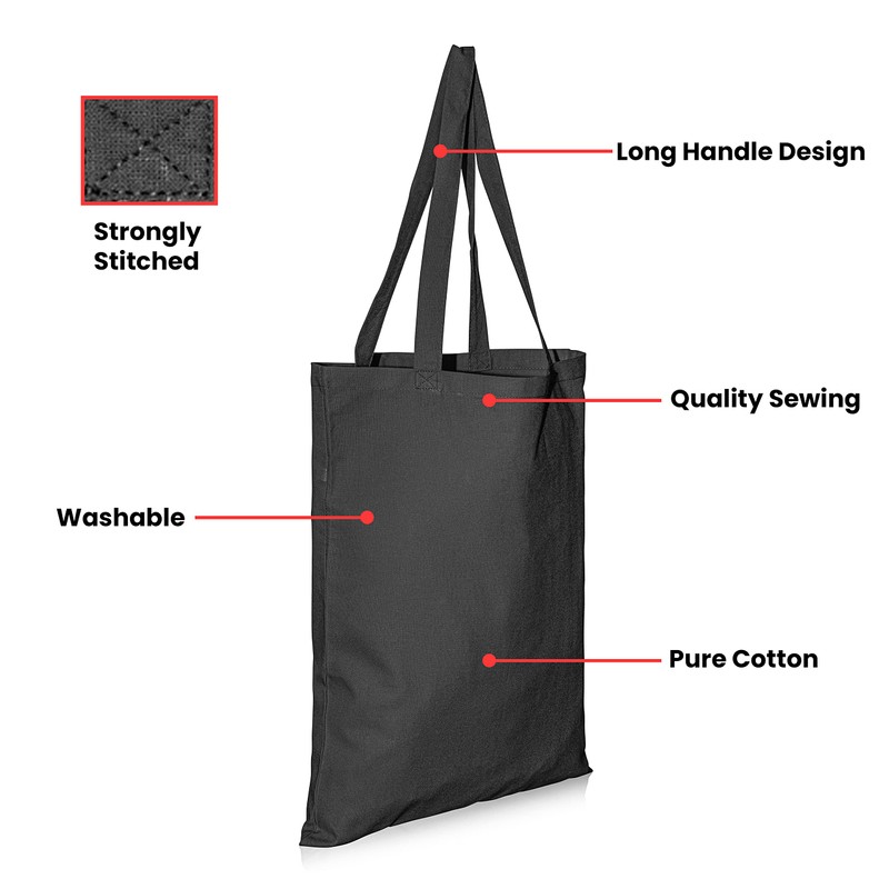 IMFAA Large 100% Cotton Canvas Reusable Shoulder/Hand Tote Shopping Bags