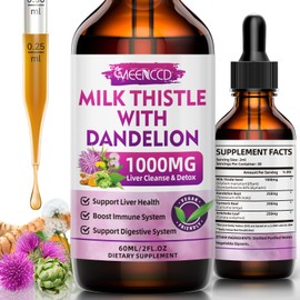 MEENCCD Milk Thistle Liquid Drops - Liver Cleanse Detox & Repair - 1000mg Milk Thistle Supplement for Liver Support, Silymarin Liver Supplement for Liver Health, Vegan, Non-GMO, 2 Fl Oz