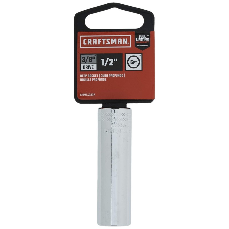 CRAFTSMAN Deep Socket, SAE, 3/8-Inch Drive, 1/2-Inch, 6-Point (CMMT43332)