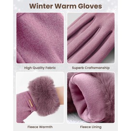 unifun Winter Gloves for Women Fleece Lined Gloves Warm Driving Thermal Gloves Ladies Touch Screen Gloves Windproof Thick Cuff Gloves