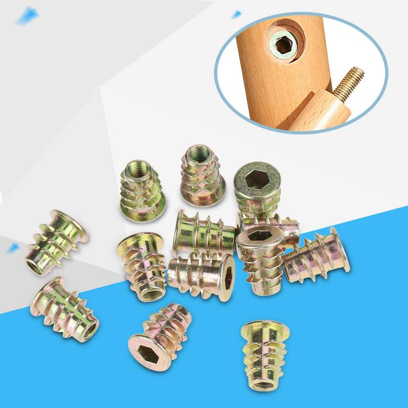 Haosie Threaded Inserts, 50PCS M5 Wood Insert, M5*13mm Insert Zinc