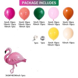 Tropical Flamingos Balloons Garland Kit Pineapple Coconut Palm Ballloon arch For Summer Beach Hawaiian Birthday Baby Shower Party Decorations (Colorful)