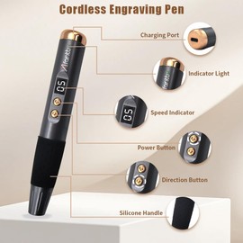 Afantti Cordless Engraving Pen Etching Tool Engraver Etcher Kit | 15-Speed | Stencil & Diamond Tips | Rotary Bits | for Metal Glass Wood Plastic