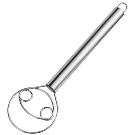 HOTUT Danish dough whisk, dough mixer, stainless steel, Danish whisk, kitchen accessories for bread, dough, cakes, pastries and more