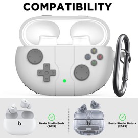 OFELUMTIZE Silicone Case for Beats Studio Buds Case Cover, 2021/2023 New Beats Studio Buds, Wireless Earbuds Silicone Case Accessories with Keychain, Light Grey