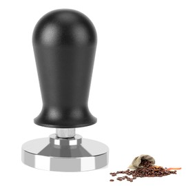 58mm Espresso Hand Tamper Professional Coffee Tamper Tightener 304 Stainless Steel Non-Slip Textured Handle Powder Press for Espresso (Black)