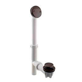 Westbrass 593244-12 14" x 1-1/2" White Tubular Bathtub Waste & Overflow Assembly with Tip-Toe Drain Plug and 2-Hole Faceplate, 1-Pack, Oil Rubbed Bronze