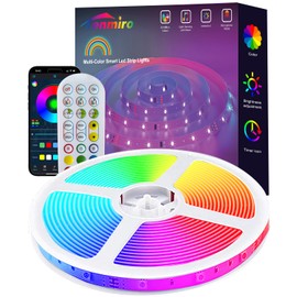 Tenmiro Upgraded Smart IC 32.8ft LED Lights for Bedroom, Multiple Colors on One Line LED Strip Lights, Bluetooth APP Control Music Sync Color Changing Strip Lights for Room Home Party Decoration