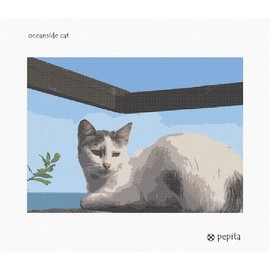 Pepita needlepoint canvas: Oceanside Cat, 12" x 9"