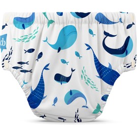 Charlie Banana Reusable Swim Nappy - The Whale on White - M (7-13kg)