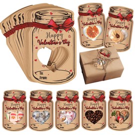 Kit 48 Tarjetas de San Valentín para Niños Niña, Tarjetas del Día de San Valentín en Tarro de Masón,Intercambios de Regalos en El Aula, Perfecto Regalos de San Valentín para Niños（No incluye dulces）