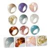 FOMIYES 9Pcs Resin Finger Ring Fashion Decor Unique Clear Rings