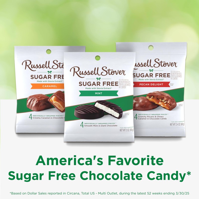 RUSSELL STOVER Sugar Free Dark Chocolate Mint Patties Candy, 2