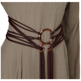 L'VOW Women Viking Long Rope Belt Norse Witch Waist Belt Troll Cross Body Belt Medieval Shaman Waist Belt LARP Pagan Accessory(Brown)