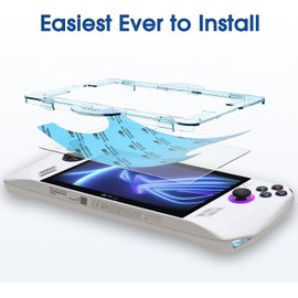 amFilm OneTouch Screen Protector Designed for ASUS ROG Ally Handheld 7 inch 2023 - with Auto Alignment Kit, Bubble Free, Tempered Glass, 2 Pack