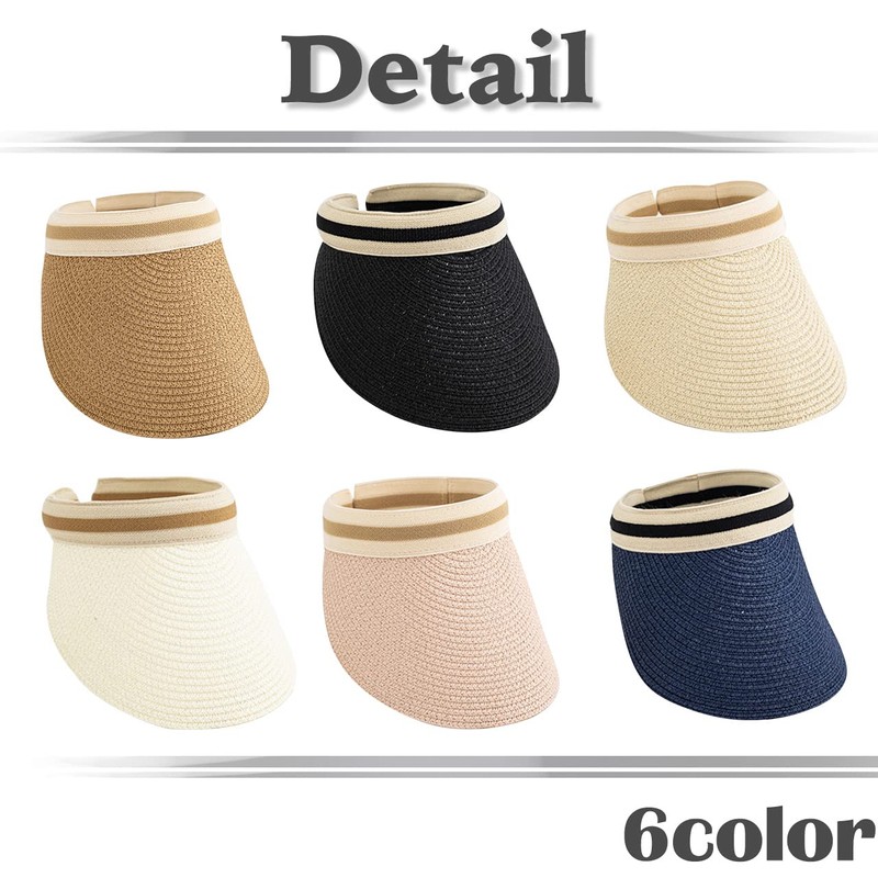 White Fang CA553 Women's Straw Sun Visor Hat Stylish Brim